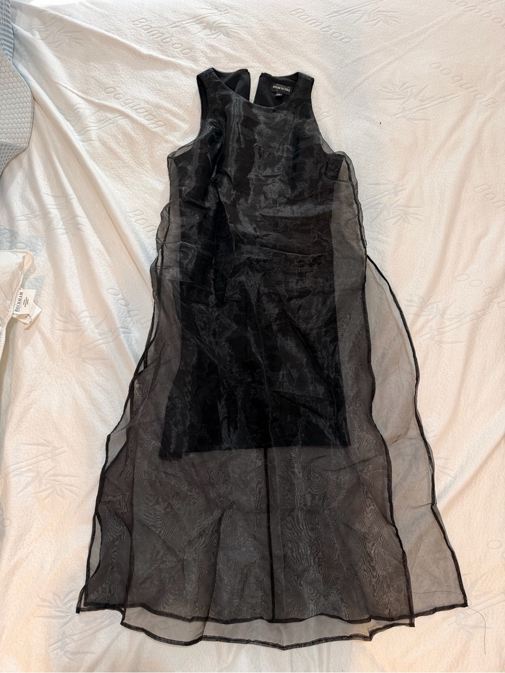 Black Organza/Velvet Maxi Dress with Wide Leg Pants Set